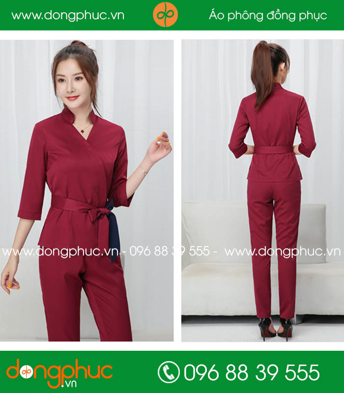 Đồng phục spa màu đỏ đô